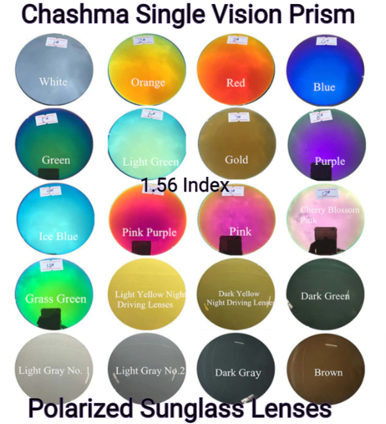 Chashma Single Vision Polarized Sunglass Prism Lenses Lenses Chashma Lenses 1.56 White 