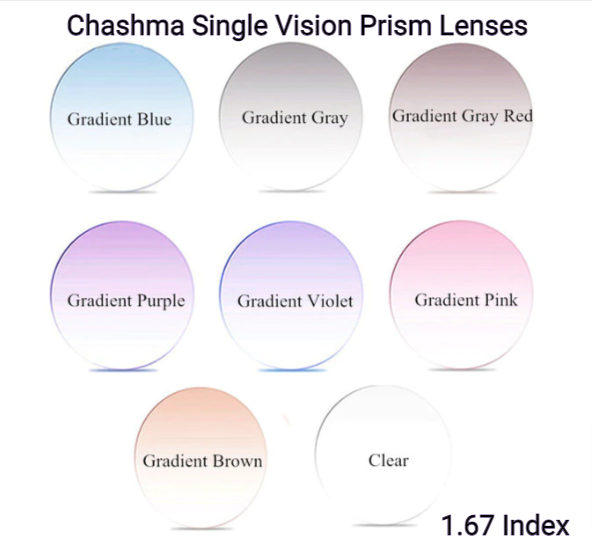 Chashma Single Vision Gradient Tinted Prism Lenses Lenses Chashma Lenses 1.67 Gradient Blue 