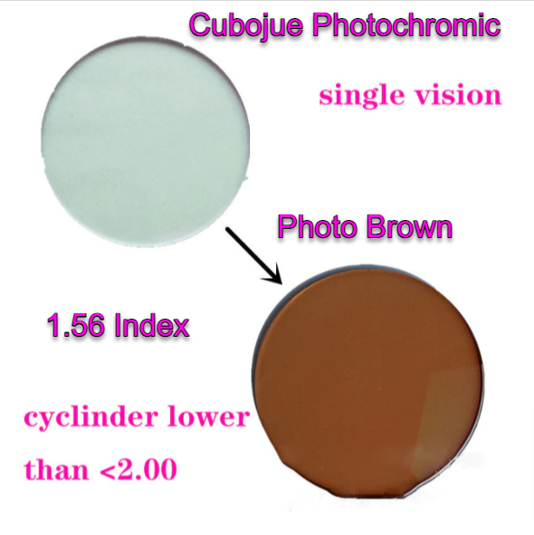 Cubojue Photochromic Low Cylinder Polycarbonate Single Vision Lenses Lenses Cubojue Lenses 1.56 Photo Brown 