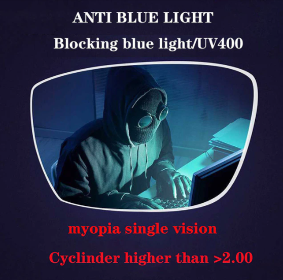 Cubojue Polycarbonate Single Vision High/Low Cylinder Myopic/Hyperopic Anti Blue Light Clear Lenses Lenses Cubojue Lenses 1.56 High Cylinder Myopic "-" 