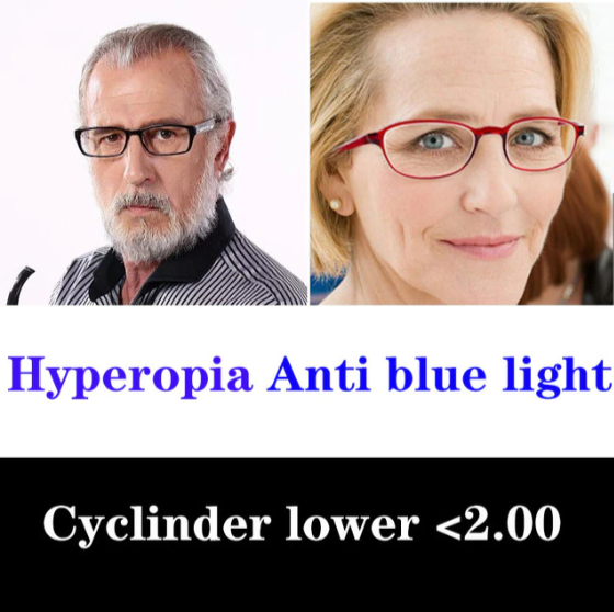 Cubojue Polycarbonate Single Vision High/Low Cylinder Myopic/Hyperopic Anti Blue Light Clear Lenses Lenses Cubojue Lenses 1.56 Low Cylinder Hyperopic "+" 