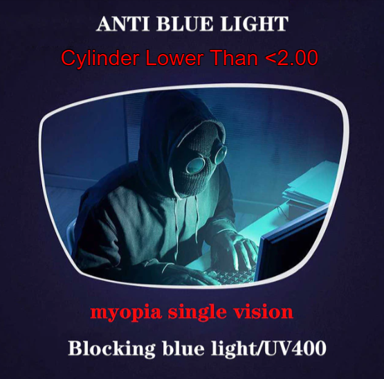 Cubojue Polycarbonate Single Vision High/Low Cylinder Myopic/Hyperopic Anti Blue Light Clear Lenses Lenses Cubojue Lenses 1.56 Low Cylinder Myopic "-" 