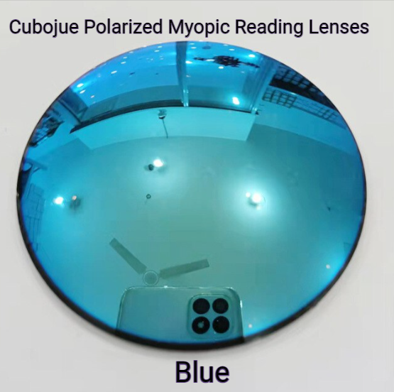 Cubojue Single Vision 1.67 Index Polycarbonate Polarized Mirror Myopic Reading Lenses Lenses Cubojue Lenses Blue -1.00 