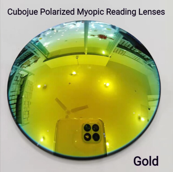 Cubojue Single Vision Polycarbonate Polarized Mirror Myopic Reading Lenses Lenses Cubojue Lenses Gold -1.00 