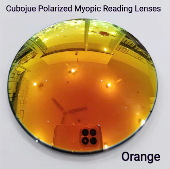 Cubojue Single Vision Polycarbonate Polarized Mirror Myopic Reading Lenses Lenses Cubojue Lenses Orange -1.00 