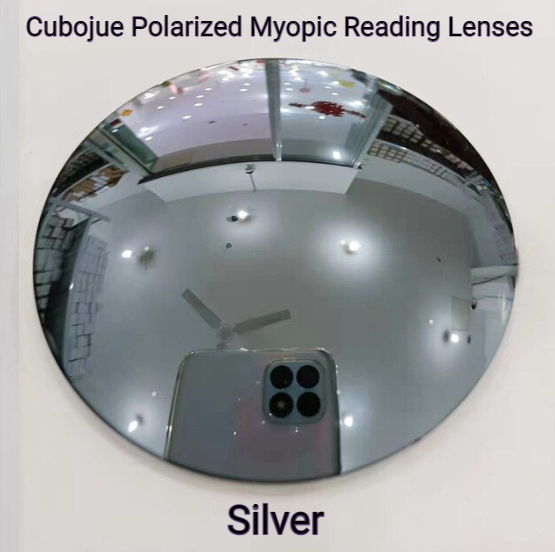 Cubojue Single Vision Polycarbonate Polarized Mirror Myopic Reading Lenses Lenses Cubojue Lenses Silver -1.00 