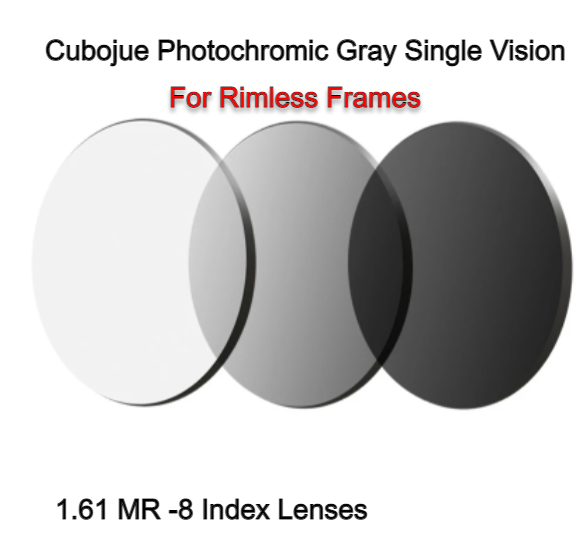 Cubojue Photochromic 1.61 MR-8 Single Vision Lenses Lenses Cubojue Lenses 1.61 MR-8 Photo Gray 