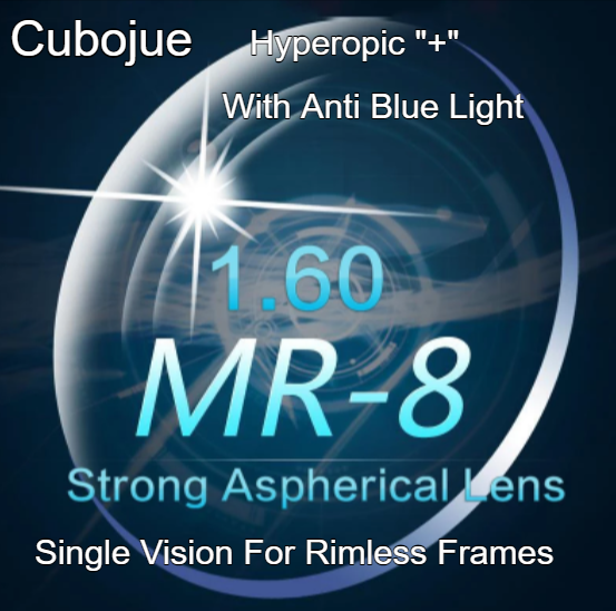 Cubojue Polycarbonate 1.61 Index MR-8 Clear Lenses Lenses Cubojue Lenses Hyperopic With Anti Blue  