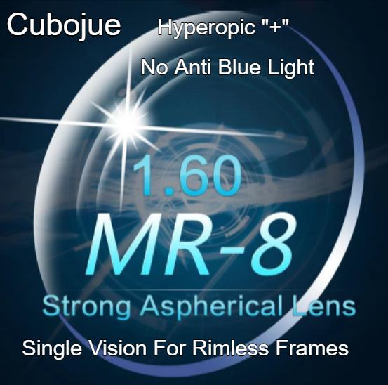 Cubojue Polycarbonate 1.61 Index MR-8 Clear Lenses Lenses Cubojue Lenses Hyperopic No Anti Blue  
