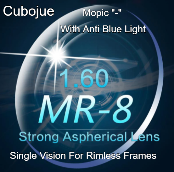Cubojue Polycarbonate 1.61 Index MR-8 Clear Lenses Lenses Cubojue Lenses Myopic With Anti Blue  