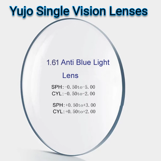 Yujo 1.61 Index MR-8 Single Vision Anti Blue Light Clear Lenses Lenses Yujo Lenses   