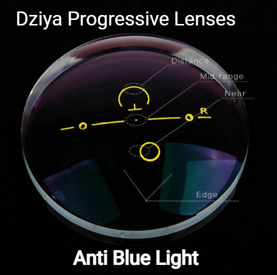 Dziya Progressive Anti Blue Light Clear Lenses Lenses Dziya Lenses 1.56  