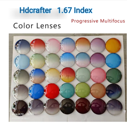 Hdcrafter 1.67 Index Progressive Polycarbonate Colored Lenses Lenses Hdcrafter Eyeglass Lenses   