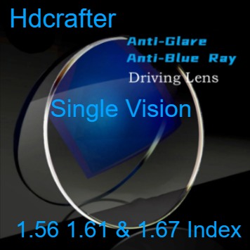Hdcrafter Single Vision Anti Glare Anti Blue Driving Lenses Lenses Hdcrafter Eyeglass Lenses 1.67 Clear 