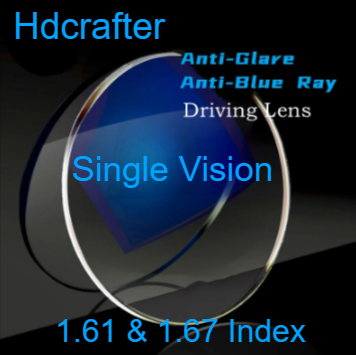 Hdcrafter Single Vision Anti Glare Anti Blue High Index Driving Lenses Lenses Hdcrafter Eyeglass Lenses   