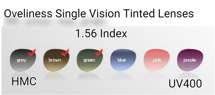Oveliness 1.56 Single Vision Tinted Polyurethane Lenses Lenses Oveliness Lenses   