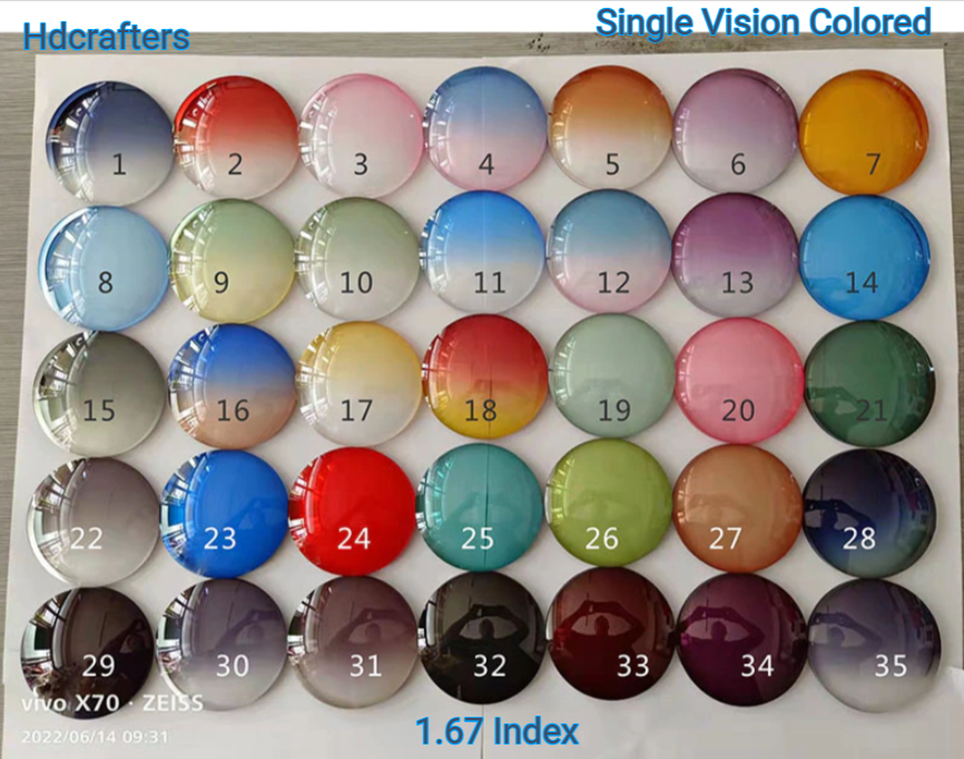 Hdcrafter 1.67 Index Single Vision Polycarbonate Colored Lenses Lenses Hdcrafter Eyeglass Lenses   