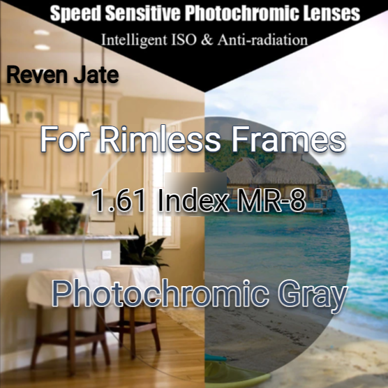 Reven Jate 1.61 Index Mr-8 Single Vision Photochromic Gray Lenses Lenses Reven Jate Lenses   