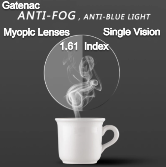 Gatenac Single Vision Anti Fog Anti Blue Myopic Clear Lenses Lenses Gatenac Lenses 1.61  