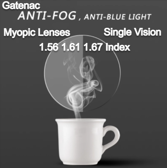Gatenac Single Vision Anti Fog Anti Blue Myopic Clear Lenses Lenses Gatenac Lenses   