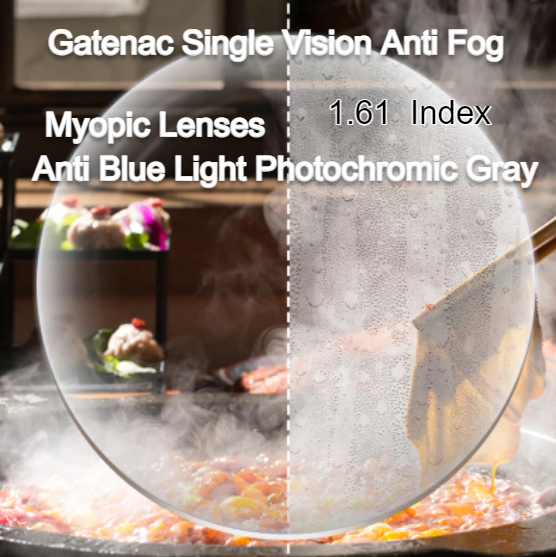 Gatenac Single Vision Photochromic Gray Anti Fog Anti Blue Lenses Lenses Gatenac Lenses 1.61  