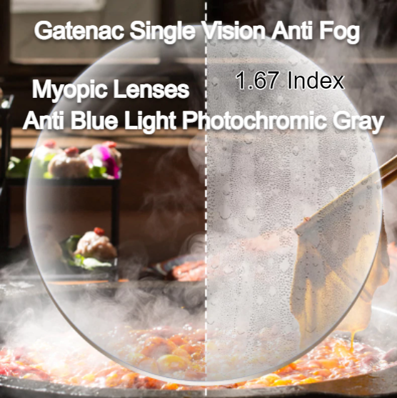 Gatenac Single Vision Photochromic Gray Anti Fog Anti Blue Lenses Lenses Gatenac Lenses 1.67  