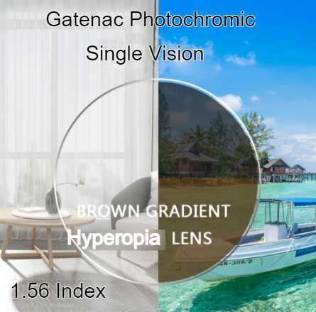 Gatenac Single Vision Photochromic Myopic/Hyperopic Anti Blue Light Lenses Lenses Gatenac Lenses 1.56 Photo Brown Hyperopic 