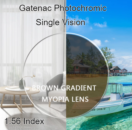 Gatenac Single Vision Photochromic Myopic/Hyperopic Anti Blue Light Lenses Lenses Gatenac Lenses 1.56 Photo Brown Myopic 