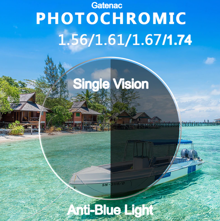 Gatenac Single Vision Photochromic Myopic/Hyperopic Anti Blue Light Lenses Lenses Gatenac Lenses   