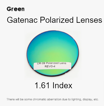 Gatenac Single Vision Aspheric Polarized Sunglass Lenses Lenses Gatenac Lenses 1.61 Green 