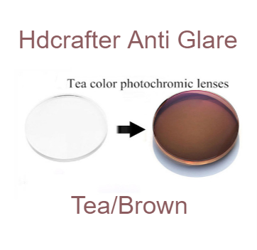 Hdcrafter Single Vision Anti Glare Anti Blue Driving Lenses Lenses Hdcrafter Eyeglass Lenses 1.56 Photochromic Tea/Brown 