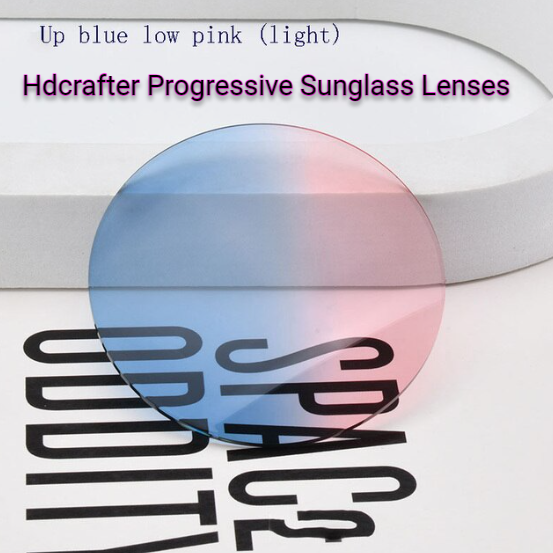 Hdcrafter Polyurethane Progressive Sunglass Lenses Lenses Hdcrafter Sunglass Lenses 1.56 Index Light Blue Up Low Pink 