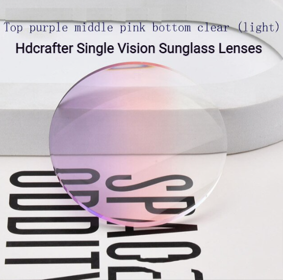 Hdcrafter Single Vision Polyurethane Sunglass Lenses Lenses Hdcrafter Sunglass Lenses 1.56 Light Up Purple Middle Pink Low Clear 