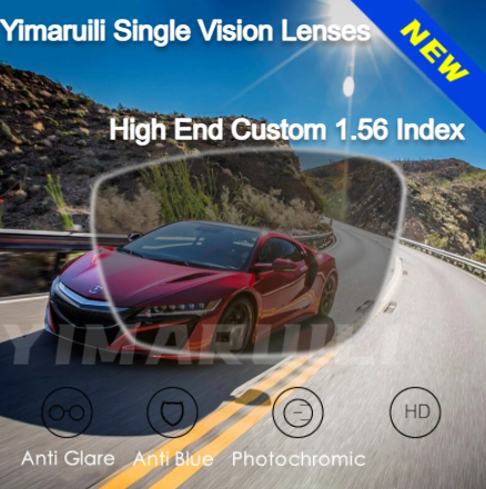 Yimaruili Photochromic Gray Single Vision Anti Blue Driving Lenses Lenses Yimaruili Lenses 1.56 Hi End Custom 