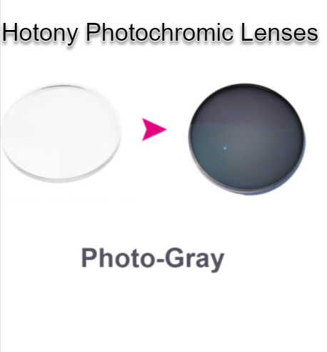 Hotony Single Vision Anti Blue Light Photochromic Gray Lenses Lenses Hotony Lenses 1.61  