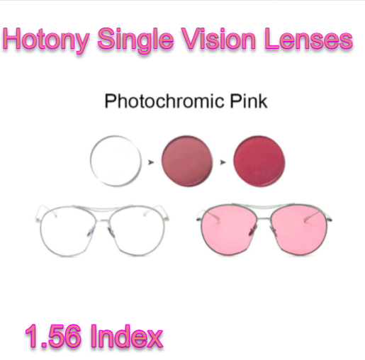 Hotony Single Vision Fun Color Photochromic Lenses Lenses Hotony Lenses 1.56 Photochromic Pink 