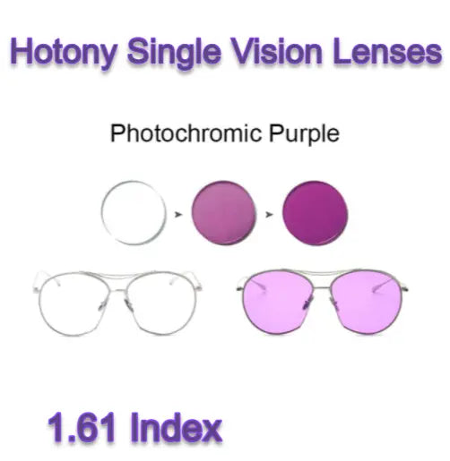 Hotony Single Vision Fun Color Photochromic Lenses.