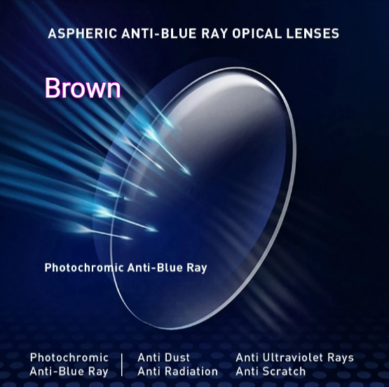 Kansept Aspheric Progressive Photochromic Anti Blue Hyperopic/Myopic Lenses Lenses Kansept Lenses 1.56 Myopic Photo Brown