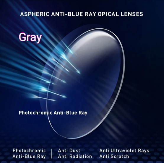 Kansept Aspheric Progressive Photochromic Anti Blue Hyperopic/Myopic Lenses Lenses Kansept Lenses 1.56 Myopic Photo Gray