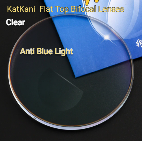Katkani Flat Top Bifocal Lenses Lenses KatKani Eyeglass Lenses 1.56 Anti Blue Clear 