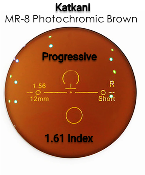 KatKani 1.61 Index Mr-8 Progressive Lenses Lenses KatKani Eyeglass Lenses Photochromic Brown  