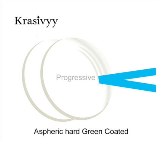 Krasivyy Progressive Hard Green Coated Clear Lenses Lenses Krasivyy Lenses 1.56 With NO Anti Blue Light 