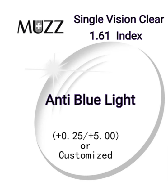 Muzz Single Vision Aspheric HD/Anti Blue Light Clear Lenses Lenses Muzz Lenses 1.61 Anti Blue Light 