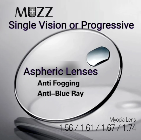 Muzz Single Vision Or Progressive Aspheric Anti Fog Anti Blue Light Clear Lenses Lenses Muzz Lenses   