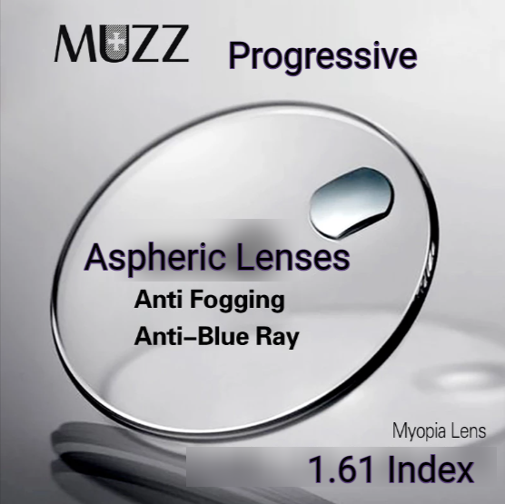 Muzz Single Vision Or Progressive Aspheric Anti Fog Anti Blue Light Clear Lenses Lenses Muzz Lenses 1.61 Progressive  