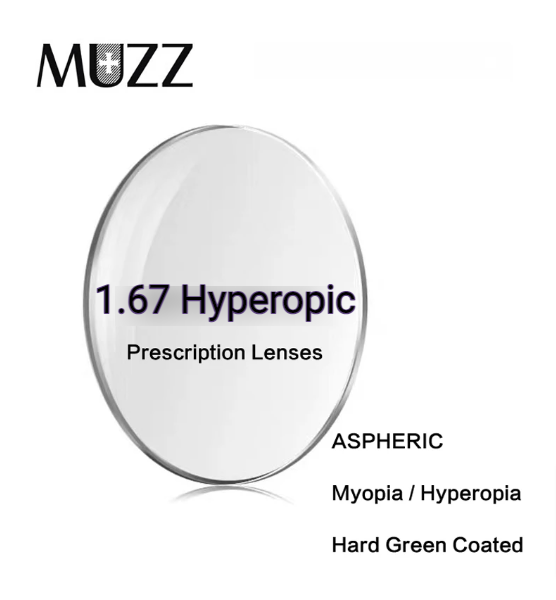 Muzz Single Vision Aspheric Clear Green Coated Lenses Lenses Muzz Lenses 1.67 Hyperopic 