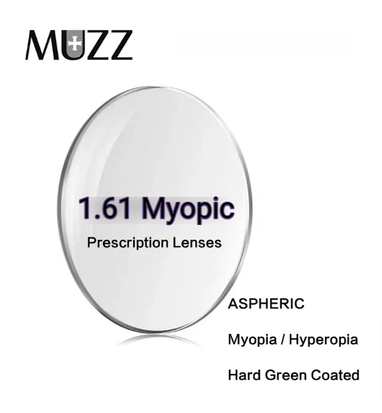 Muzz Single Vision Aspheric Clear Green Coated Lenses Lenses Muzz Lenses 1.61 Myopic 