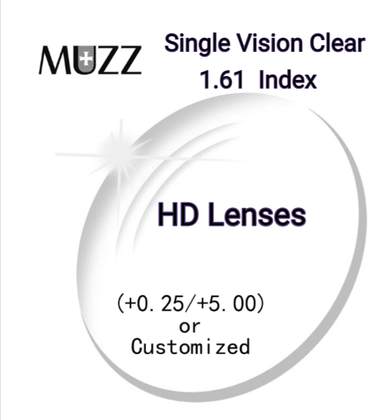 Muzz Single Vision Aspheric HD/Anti Blue Light Clear Lenses Lenses Muzz Lenses 1.61 HD (High Definition) 