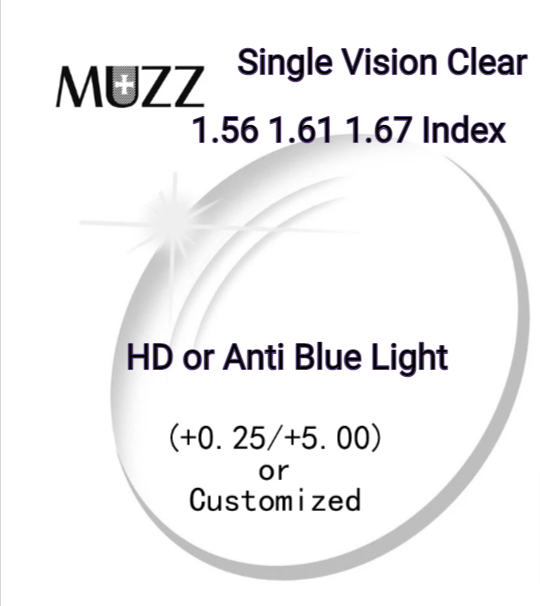 Muzz Single Vision Aspheric HD/Anti Blue Light Clear Lenses Lenses Muzz Lenses   