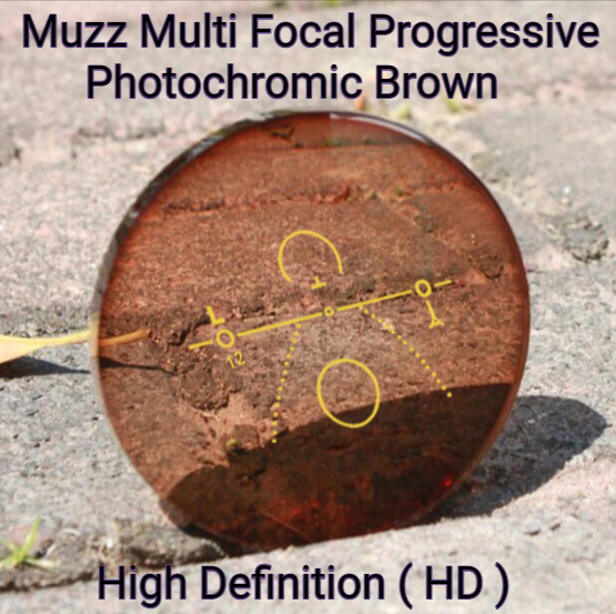 Muzz Progressive Aspheric HD/Anti Blue Light Photochromic Lenses Lenses Muzz Lenses 1.56 Photo Brown HD 